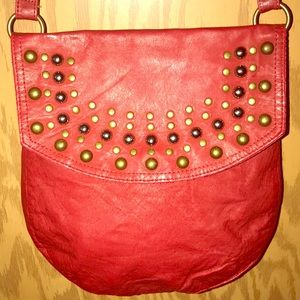 New Red Studs Flap magnetic closure shoulder bag